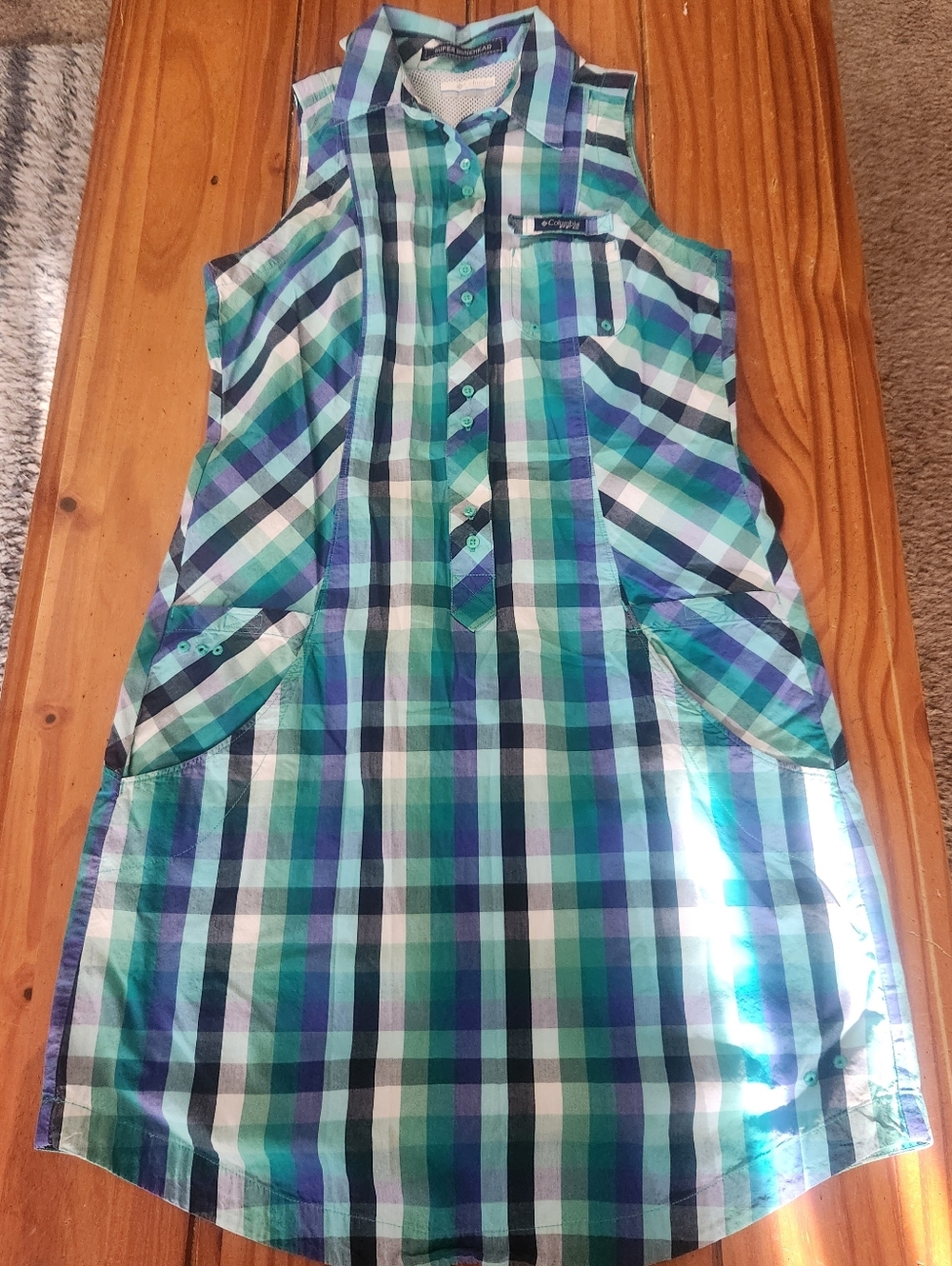 Columbia Super Bonehead Dress Multi Color Plaid Size Small